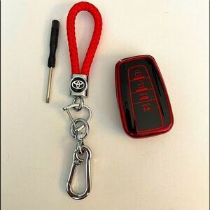 Toyota fob Keychain in red & fob cover in red and black NWT
